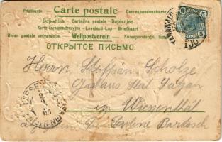 1905 Cupid. Art Nouveau, Floral, Emb. litho (lyuk / pinhole)