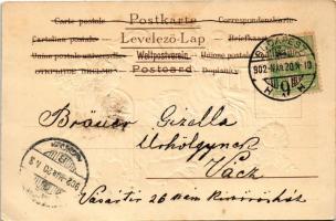 1902 Girls' pillow fight. Emb. litho (lyuk / pinhole)