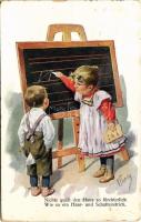 1914 Nichts quält den Hans so fürchterlich, Wie so ein Haar- und Schattenstrich / Children art postcard. B.K.W.I. 479-4. s: K. Feiertag (EK)