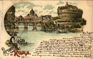 1900 Roma, Rome; Ricordo di Roma. Carlo Künzli Art Nouveau, floral, litho