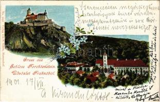 1901 Fraknó, Forchtenstein; Schloss / Fraknó vára. S. Schön kiadása / castle. Floral