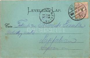 1899 (Vorläufer) Győr, Kisfaludy szobor, Püspökvár. Berecz Viktor kiadása. Art Nouveau (fl)