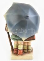 Hummel esernyős lányka. Kézzel festett, mázas kerámia. Jelzett, hibátlan 15 cm