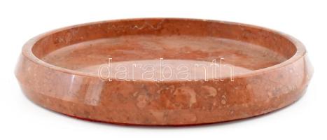 Vörös márvány névjegytartó tálka. Filccel az alján d: 18 cm