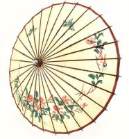 Kézzel festett japán papír esernyő, szép állapotban, d: 61 cm