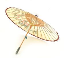 Kézzel festett japán papír esernyő, szép állapotban, d: 61 cm