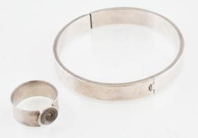 Ezüst (Ag) ipírművész gyűrű és karkötő, jelzett 21,4 g