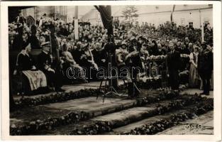 1940 Kolozsvár, Cluj; bevonulás, Vitéz Nagybányai Horthy Miklós Magyarország kormányzója és Purgly Magdolna / entry of the Hungarian troops, Regent Horthy and his wife + "1940 Kolozsvár visszatért" So. Stpl (fa)