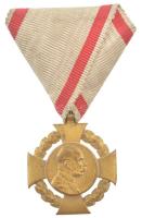 1908. "Katonai Jubileumi Kereszt" aranyozott bronz kitüntetés mellszalagon T:2 kopott aranyozás, ütésnyom  Hungary 1908. "Diamond Jubilee Cross for the Armed Forces" gilt bronze decoration with ribbon C:XF worn gold plating, ding NMK 269.