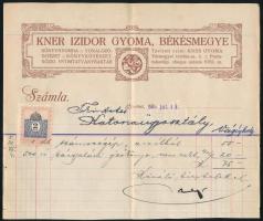 1914 Kner Izidor aláírt fejléces számlája