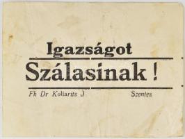 cca 1938 Igazságot Szálasinak röpcédula 8x6 cm