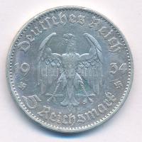 Német Harmadik Birodalom 1934D 5M Ag "Garnisonkirche" T:2,2- kis ph. German Third Reich 19...