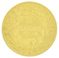 Franciaország / Második Császárság 1860BB 5Fr Au "III. Napóleon" kapszulában, tanúsítvánny...