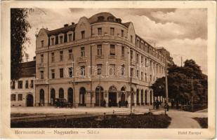 1916 Nagyszeben, Hermannstadt, Sibiu; Europa szálloda, népfürdő. Jos. Drotleff / hotel, automobile, spa (EK)