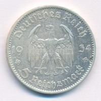 Német Harmadik Birodalom 1934D 5M Ag "Garnisonkirche" T:2,2- kis ph. German Third Reich 19...