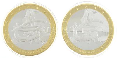 1995-1999. "Euro-giants" (2x) aranyozott és ezüstözött Cu emlékérem multicolor rátéttel ka...