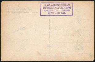 1938 13. sz. Államgépgyári Ezermester Cserkészcsapat Olaszországi Tanulmányi Mozgótábor pecsét képeslapon