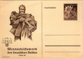 Winterhilfswerk (WHW) des deutschen Volkes 1938-39 Januar / "Winter Relief of the German People" NSDAP Nazi Party propaganda, working class, swastika; 6+4 Ga.