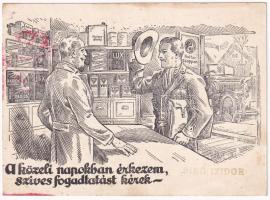 1933 A közeli napokban érkezem, szíves fogadtatást kérek... 100 éves a Hutter és Lever Részvénytársaság. Budapest VII. Erzsébet körút 6. / Hungarian company advertisement card (fl)