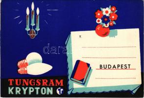 Tungsram Krypton reklám / Hungarian light bulb advertisement postcard s: Macskássy (EK)