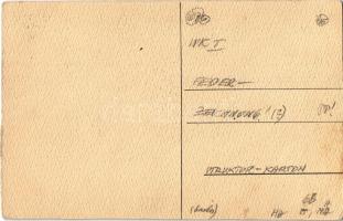 Deutscher Gruss an die Aeroplanbeobachter am Eiffelturm. Feldpostkarte / Kézzel rajzolt német Tábori...