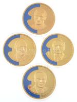 1998. Európai vezetők 4xklf Göde Bayerisches Münzkontor kiadású festett, aranyozott emlékérmék fóliatokban, tanúsítvánnyal T:PP 1988. 4diff European Leaders Göde Bayerisches Münzkontor published painted, gilded commemorative medallions with certifications in foil case C:PP
