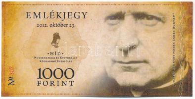 2012. 1000Ft "Mindszenthy József Emlékjegy" T:I