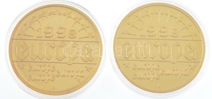 1998. "Európai vezetők" 2xklf Göde Bayerisches Münzkontor kiadású festett, aranyozott emlé...