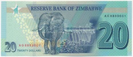 Zimbabwe 2020. 20$ "AG8889601" T:I Zimbabwe 2020. 20 Dollars "AG8889601" C:UNC K...