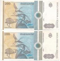 Románia 1992. 200L (2x) sorszámkövetők T:I- Romania 1992. 200 Lei (2x) consecutive serials C:AU Krau...