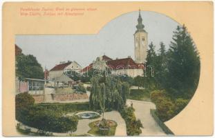 1911 Varasdfürdő, Warasdin-Töplitz, Varazdinske Toplice; Grad sa glawnom ulicom / Schloss mit Hauptgasse / Fő utca és kastély / main street, castle, spa (EB)