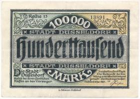 Németország / Weimari Köztársaság / Düsseldorf 1923. 100.000M T:III  Germany / Weimar Republic / Düsseldorf 1923. 100.000 Mark C:F