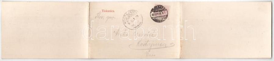 1897 (Vorläufer!) Zagreb, Agram, Zágráb; 3-részes kihajtható panorámalap / 3-tiled folding panoramac...