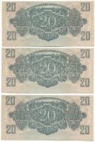 1944. 20P "A Vöröshadsereg Parancsnoksága" (3x) sorszámkövetők "AB 486387 - AB 486389...