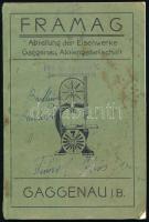 cca 1900 Framag, Abteilung der Eisenwerke, Gaggenau, Aktiengesellschaft katalógus, hiányos, 70p