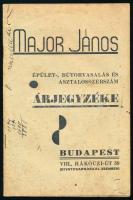 1934 Major János épület-, bútorvasalás és asztalosszerszám árjegyzéke, 36p