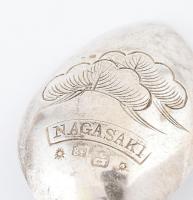 Ezüst (Ag) orosz japonizáló teáskanál Nagasaki felirattal, 6db, jelzett, 1900 körül, h: 13 cm, nettó...