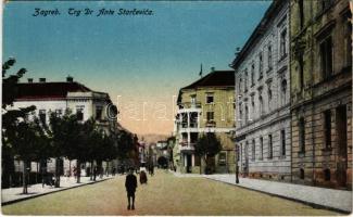 Zagreb, Agram, Zágráb; Trg Dr. Ante Starcevica / utca, gyógyszertár / square, street view, pharmacy (kis szakadás / small tear)