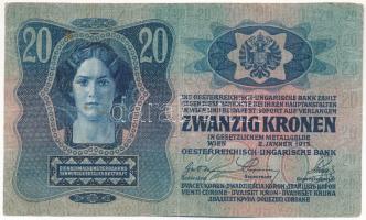 1913. 20K felülbélyegzés nélkül "II. kiadás" T:III Adamo K17