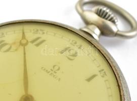 Omega fém tokos zsebóra, működik, kopásnyomokkal, d: 4,5 cm