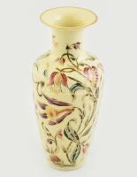 Zsolnay liliommintás porcelán váza, kézzel festett, jelzett, mázhajszálrepedésekkel, m: 27 cm