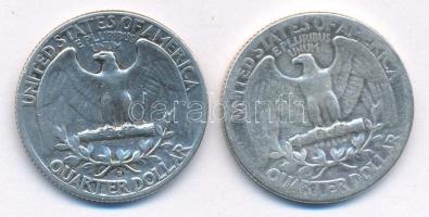 Amerikai Egyesült Államok 1935-1963D 1/4$ Ag "Washington" (2xklf) T:2,2- USA 1935-1963D 1/...