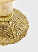 Asztali lámpa, bronz és alabástrom, ernyővel, új kábelezéssel, égővel, működik, m: 35 cm