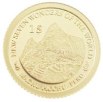 Salamon Szigetek 2013. 1$ Au A világ 7 új csodája - Machu Pichu kapszulában (0,5g/0,585) T:PP Salamon Islands 2013. 1 Dollar New seven wonders of the world - Machu Pichu (0,5g/0,585) C:PP