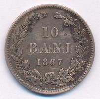 Románia 1867. 10b Cu "Heaton" T:2- patina Romania 1867. 10 Bani Cu "Heaton" C:VF...