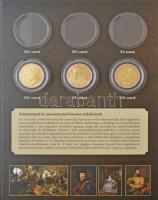 DN "Magyar Századok" aranyozott Cu emlékérmek (7xklf) a sorozat gyűjtői mappájába rendezve...