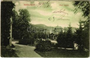 1909 Bártfa, Bártfafürdő, Bardejovské Kúpele, Bardiov, Bardejov; Park. Divald műintézete kiadása / park, spa (EB)