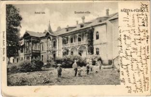 1910 Bártfa, Bártfafürdő, Bardejovské Kúpele, Bardiov, Bardejov; Antal lak, Erzsébet villa. Divald Adolf 174. / spa, villas (EK)
