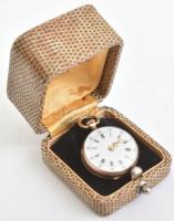 Arany 14K női zsebóra. Sérült tokkal, működőképes, d: 25 mm