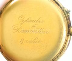 Aranyozott ezüst női zsebóra. Szép állapotban, jelzett, működik d: 28 mm